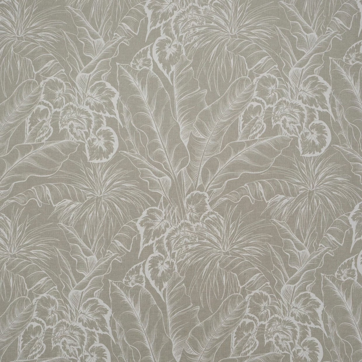 Close-up of Palmery sage see-through sheer curtain fabric by James Dunlop.